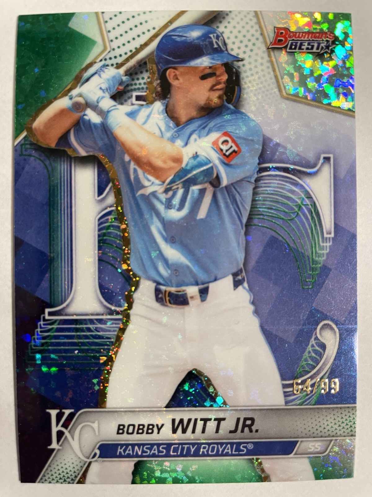 Bobby Witt Jr. 2022 Bowman's Best Green Refractor Green Refractor Auto - Trading Card Image