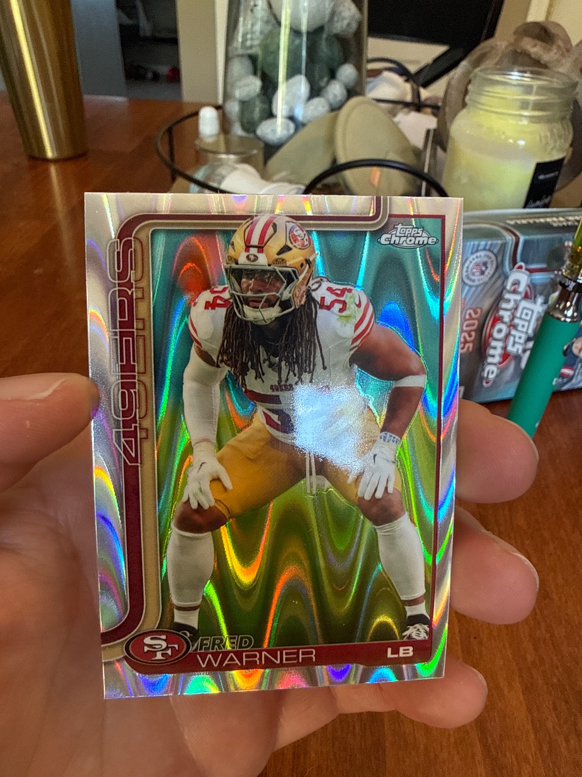 Fred Warner 2025 Topps Topps Chrome Wave Refractor Wave Refractor - Trading Card Image