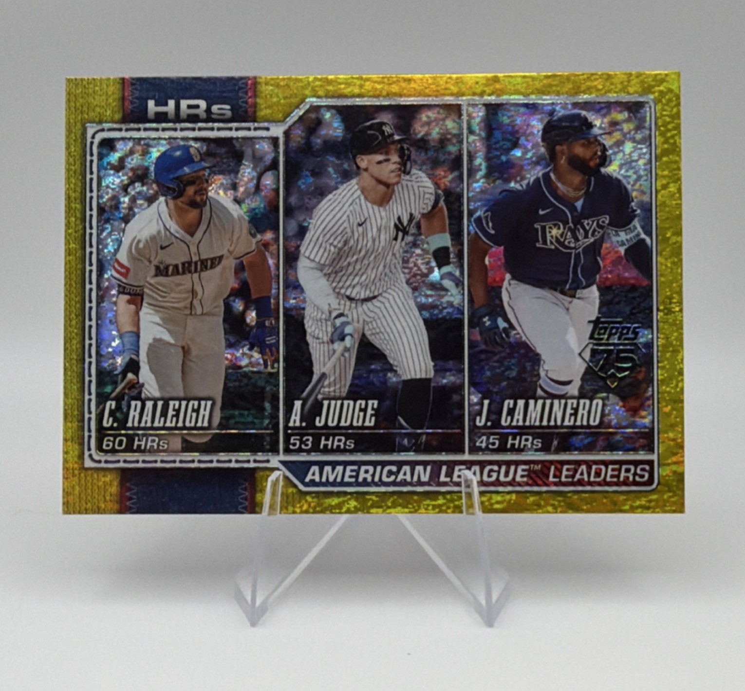 Cal Raleigh / Aaron Judge / Jose Caminero - American League HR Leaders Gold Ice Foil Gold Ice Foil - Trading Card Image
