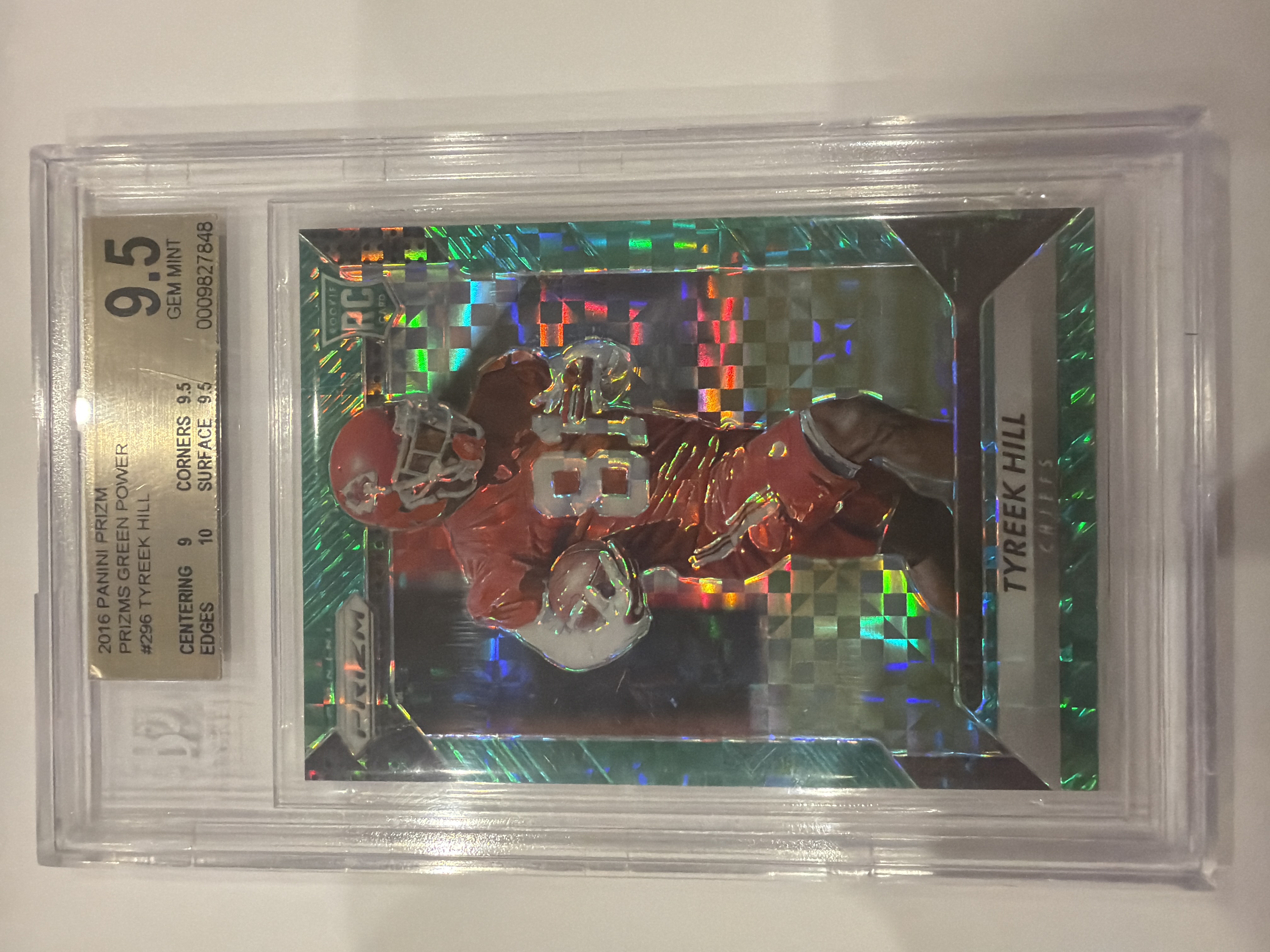 Tyreek Hill - Green Prizm Power Rookie Card Green Prizm Power Mint - Trading Card Image
