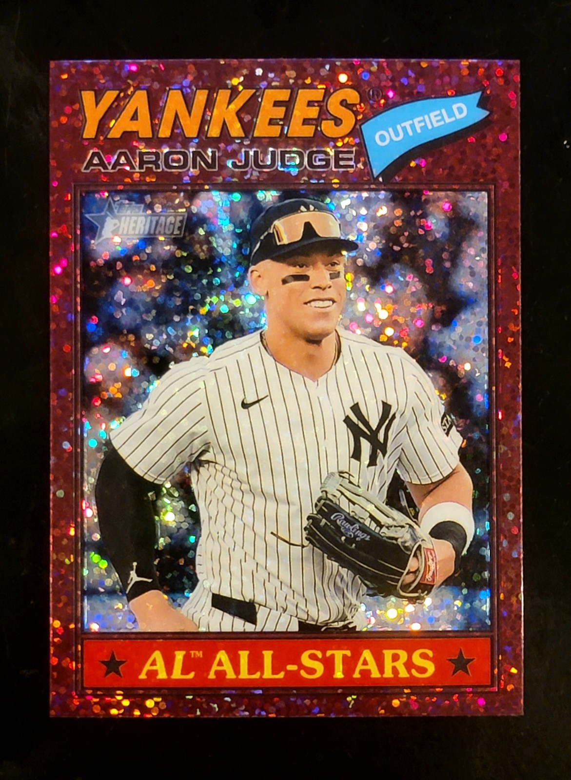 Aaron Judge 2024 Topps Heritage Red Sparkle Refractor AL All-Stars Red Sparkle Refractor (AL All-Stars) - Trading Card Image