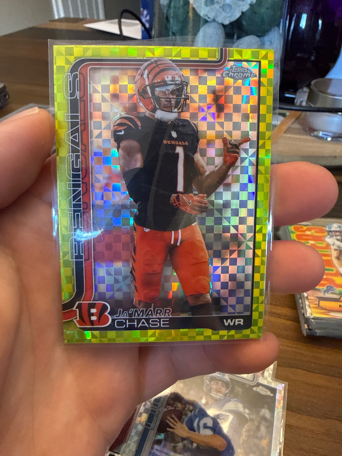 Ja'Marr Chase - 2025 Topps Chrome Lime Green X-Fractor Lime Green X-Fractor - Trading Card Image