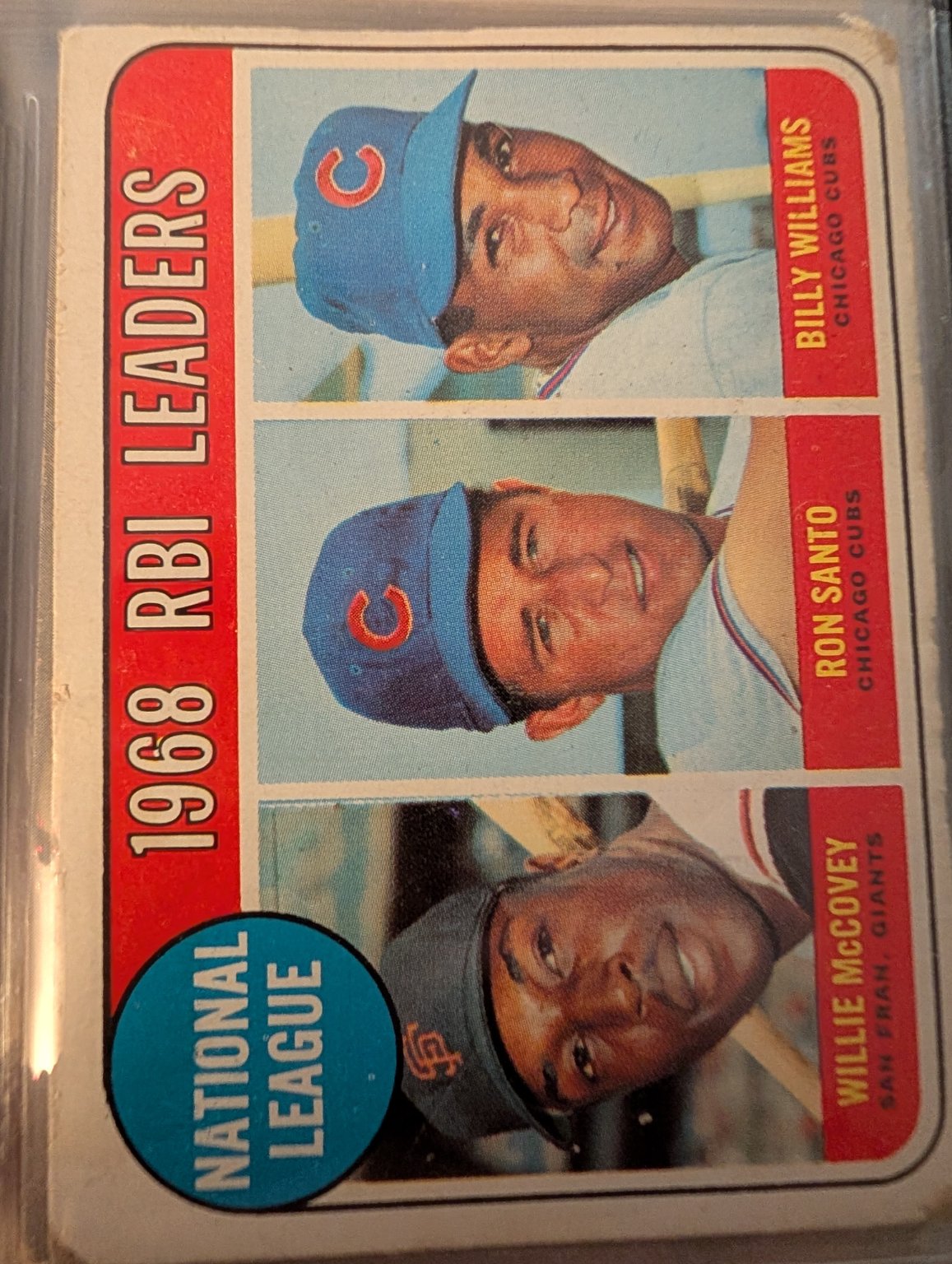 1968 RBI Leaders - National League (Billy Williams, Ron Santo, Willie McCovey) Base - Trading Card Image