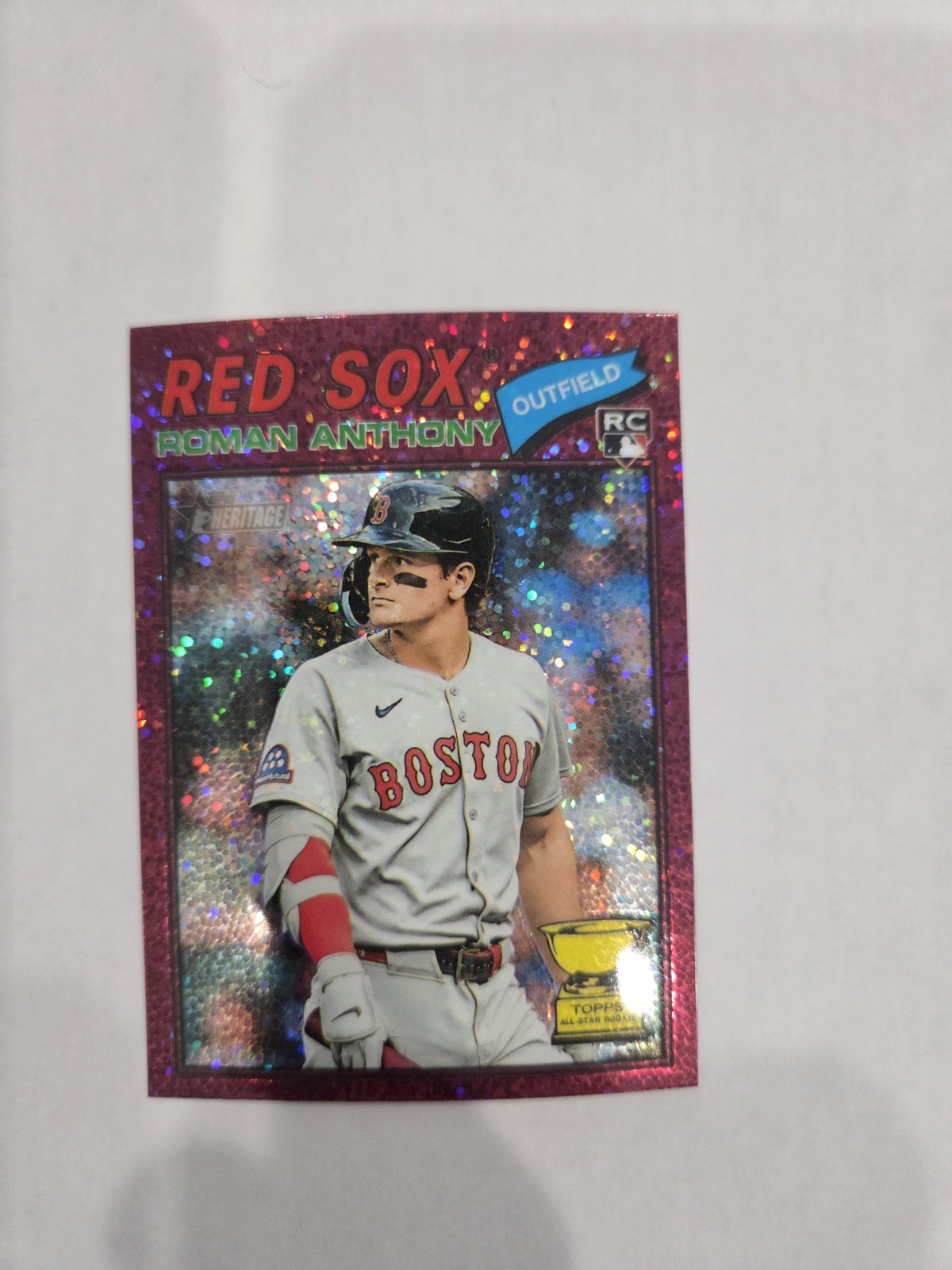 Roman Anthony - Topps Heritage Chrome Purple Refractor Chrome Purple Refractor - Trading Card Image