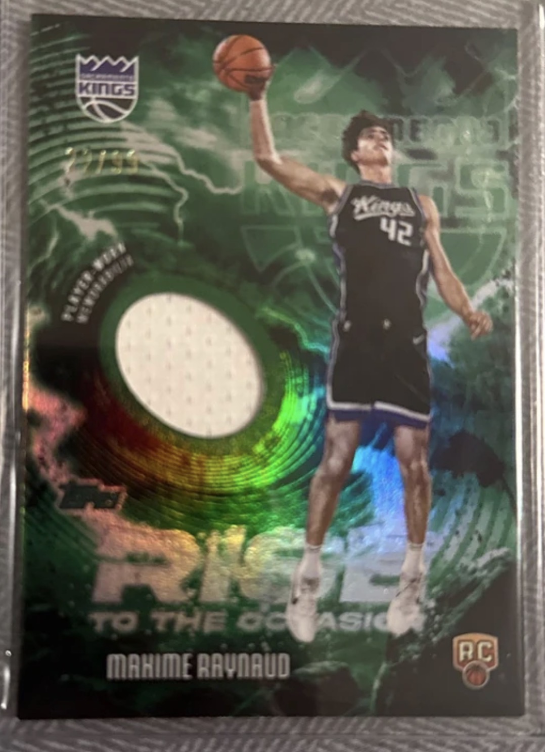 Maxime Raynaud 2023 Panini Chronicles Draft Picks Flashbacks Patch Rookie Card /99 Patch Rookie Card, Serial Numbered /99 Near Mint - Trading Card Image
