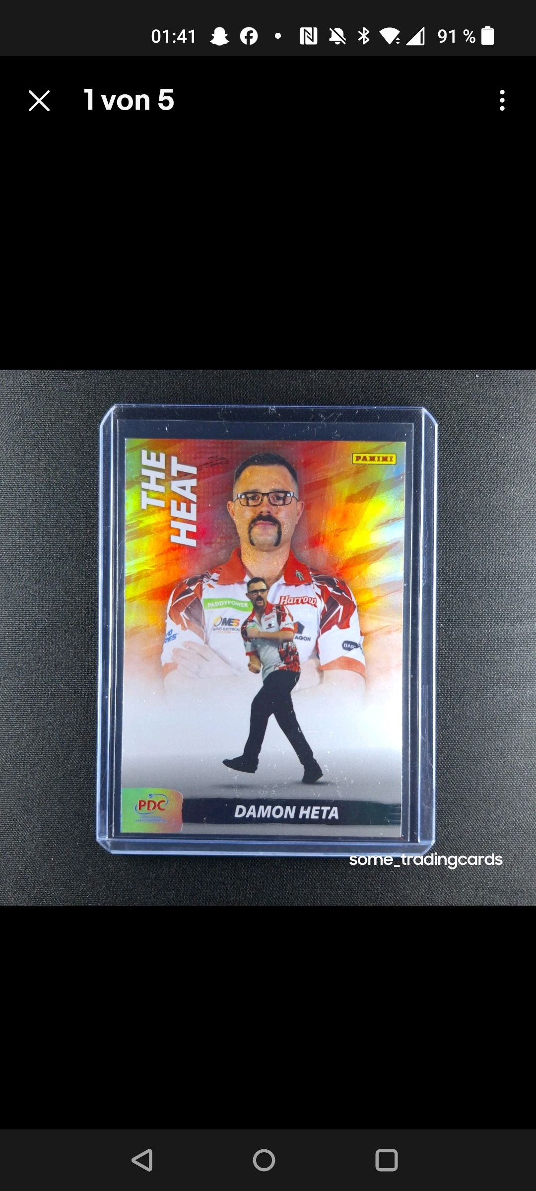 Damon Heta "The Heat" Panini Darts Card Holographic Parallel - Trading Card Image