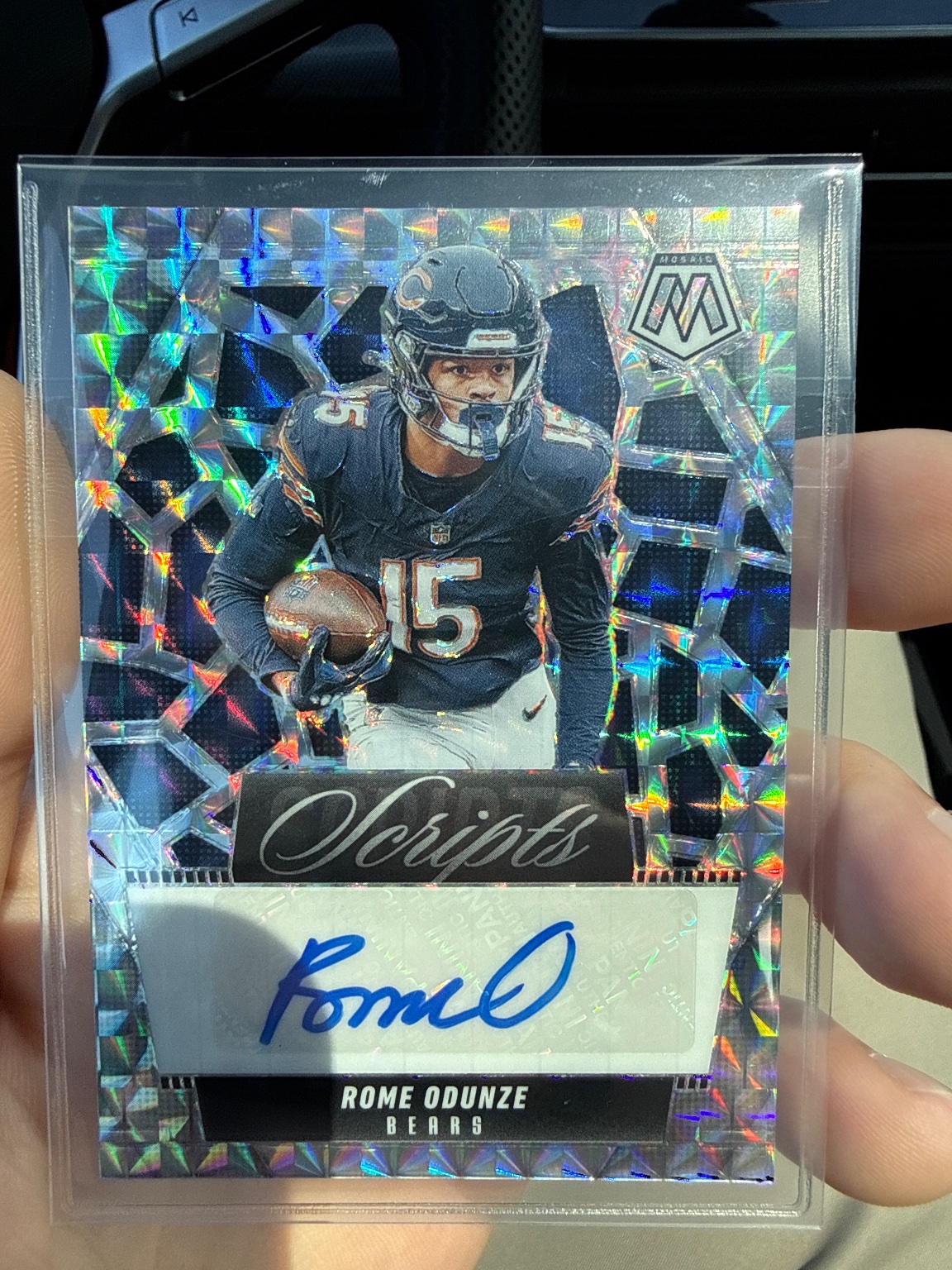 Rome Odunze 2025 Panini Mosaic Scripts Stained Glass Stained Glass Autograph - Trading Card Image
