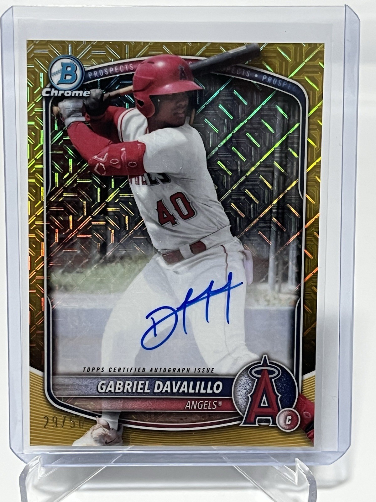 Gabriel Davalillo - Bowman Chrome Prospects Gold Shimmer Refractor Gold Shimmer Refractor Autograph - Trading Card Image