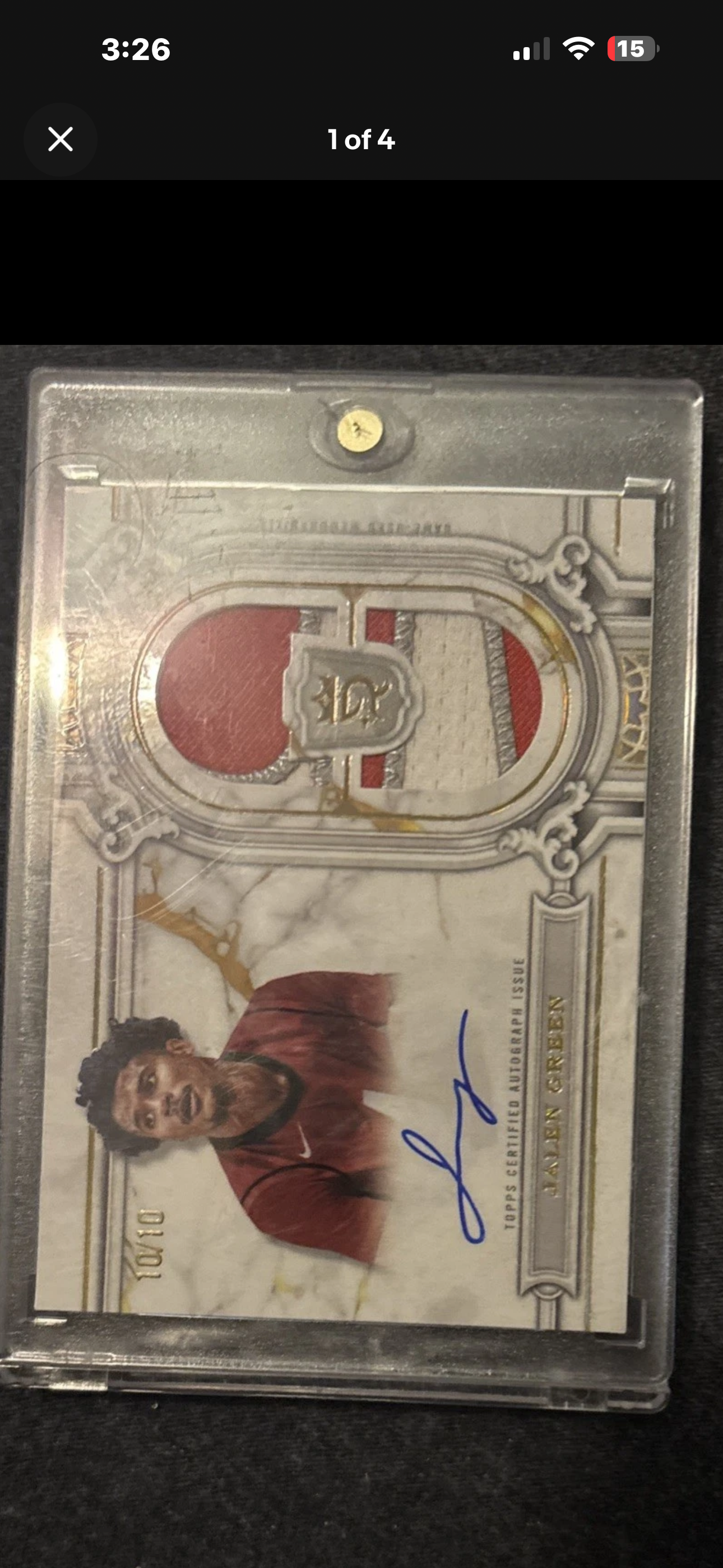 Jalen Green 2023-24 Topps Royalty Autograph Relic /10 Autograph Relic /10 - Trading Card Image