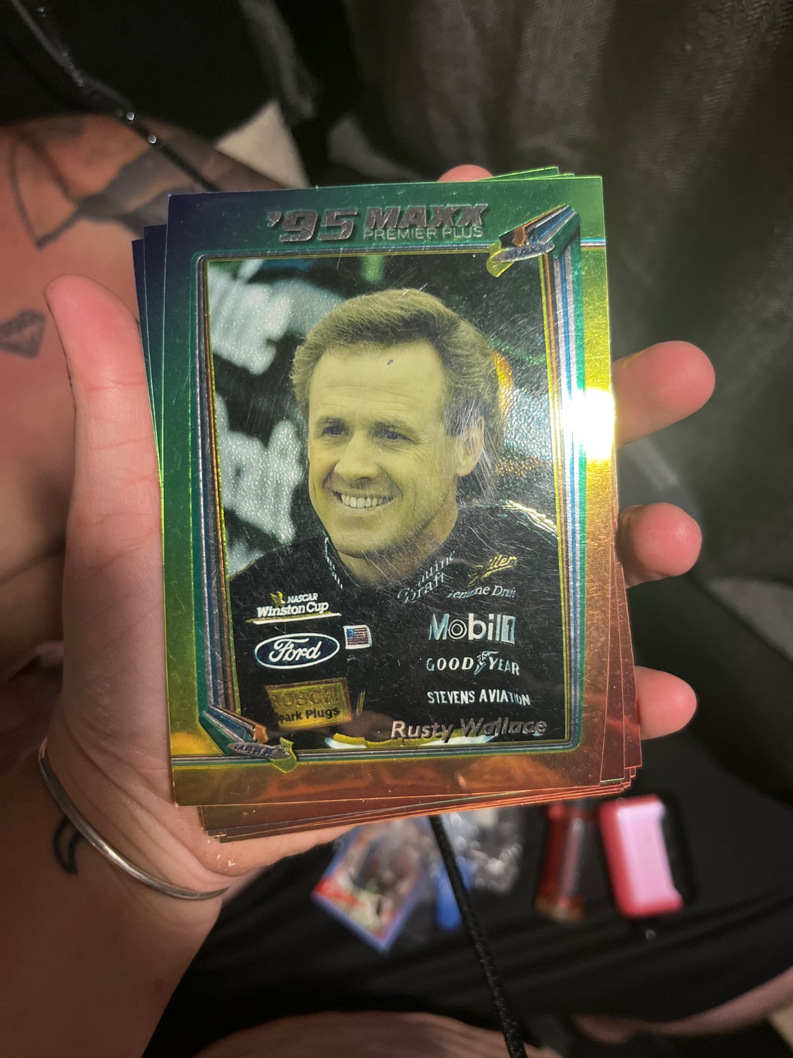 Rusty Wallace '95 Maxx Premier Plus Rainbow Foil Rainbow Foil - Trading Card Image