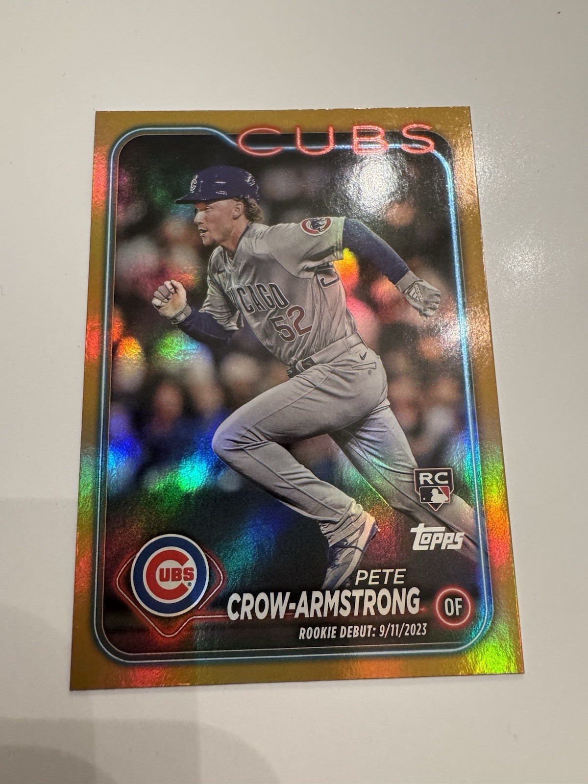 Pete Crow-Armstrong Rookie Card Gold Refractor - Trading Card Image