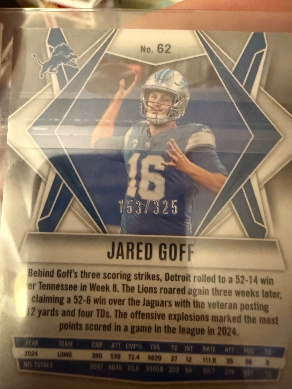 Jared Goff - Phoenix Teal /325 Teal - Trading Card Image