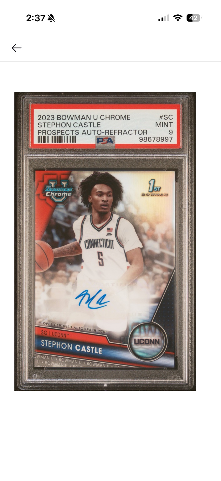 2023 Bowman U Chrome Stephon Castle Prospects Auto-Refractor Auto-Refractor Mint - Trading Card Image