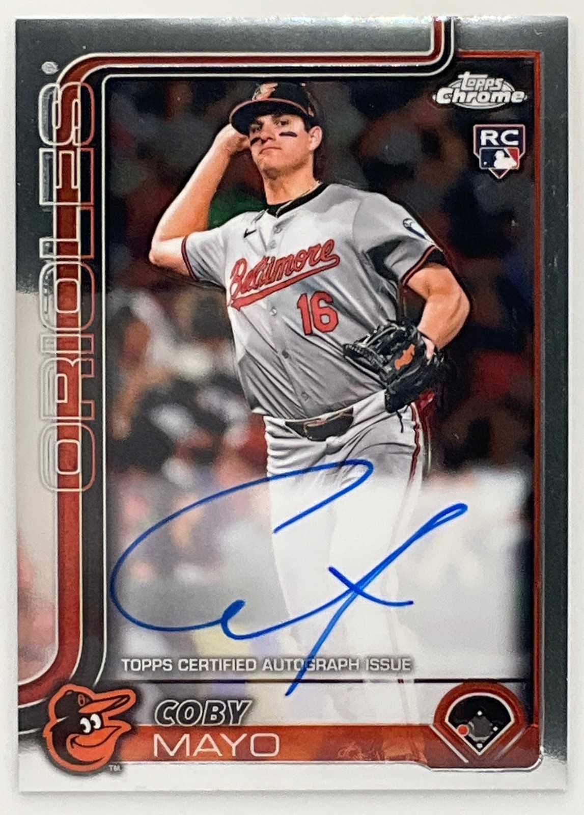 Coby Mayo - Topps Chrome Rookie Base Autograph - Trading Card Image