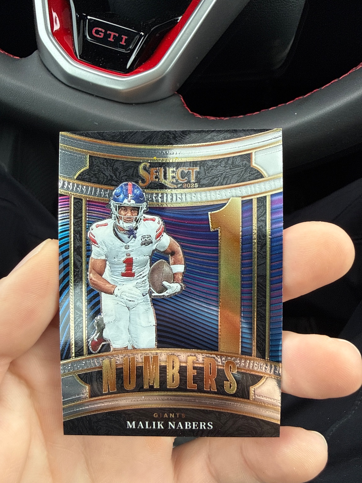 Malik Nabers 2025 Panini Select Numbers Blue Prizm Silver Prizm - Trading Card Image