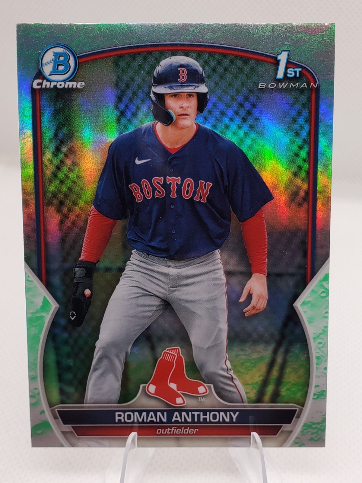 Roman Anthony - 1st Bowman Chrome Green Refractor Green Refractor - Trading Card Image