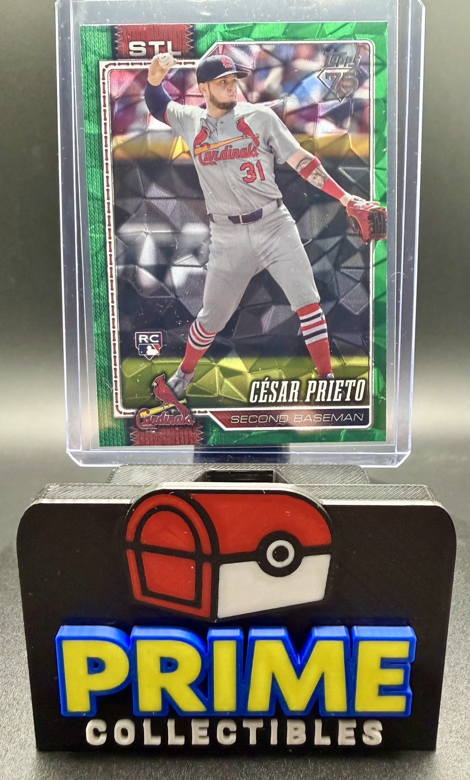 César Prieto 2024 Topps Chrome Sapphire Green Geometric Refractor RC Green Geometric Refractor - Trading Card Image