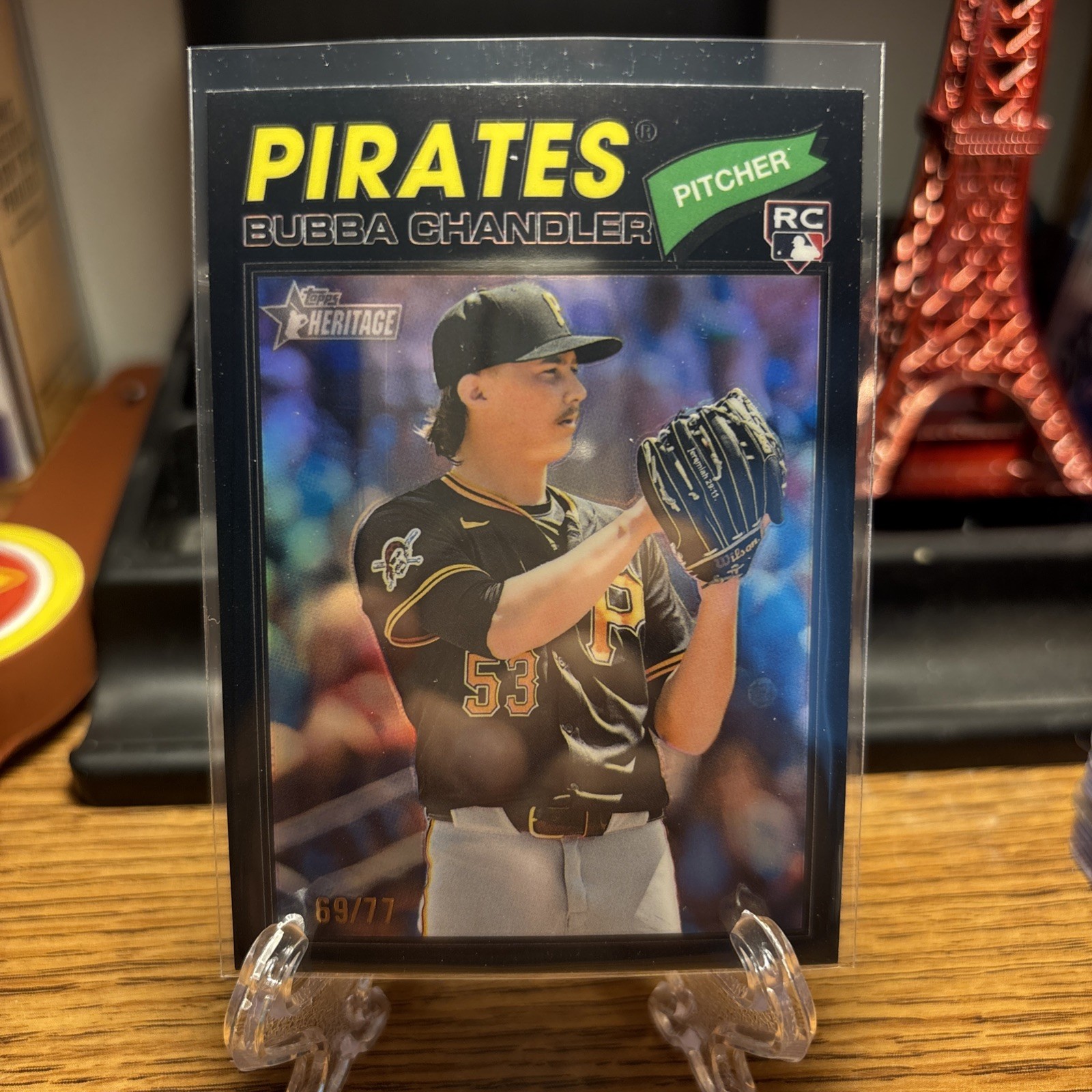 Bubba Chandler 2026 Topps Heritage Black Chrome Refractor /77 Black Chrome Refractor - Trading Card Image