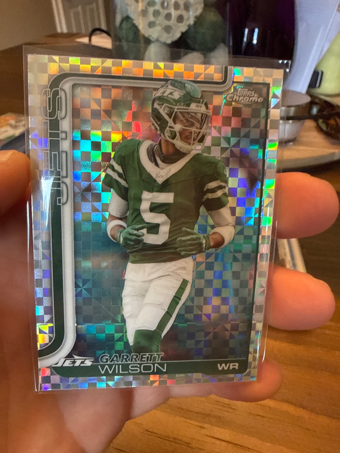 Garrett Wilson 2025 Topps Chrome X-Fractor X-Fractor - Trading Card Image