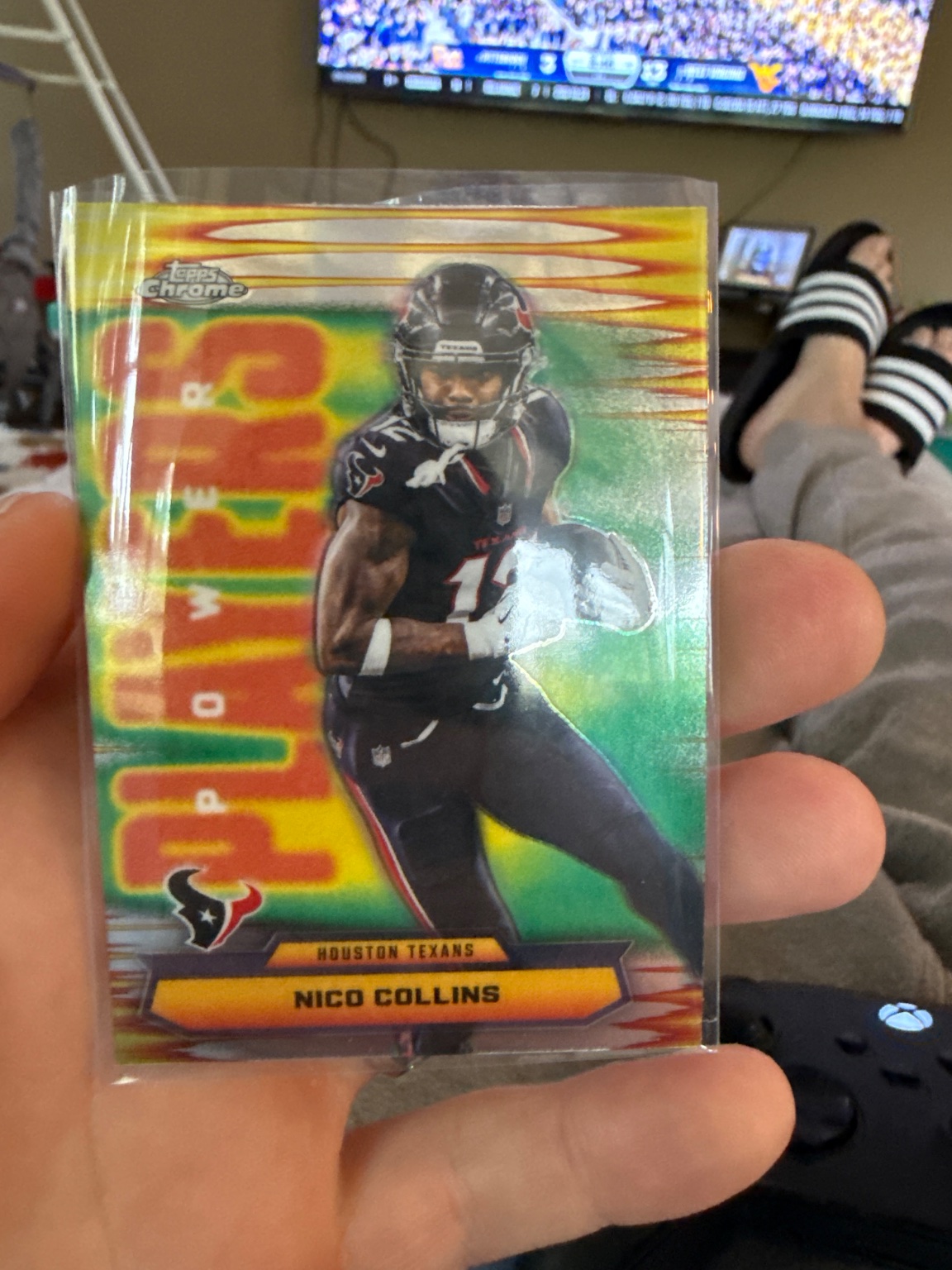 Nico Collins 2022 Topps Chrome Power Players Insert Refractor - Trading Card Image