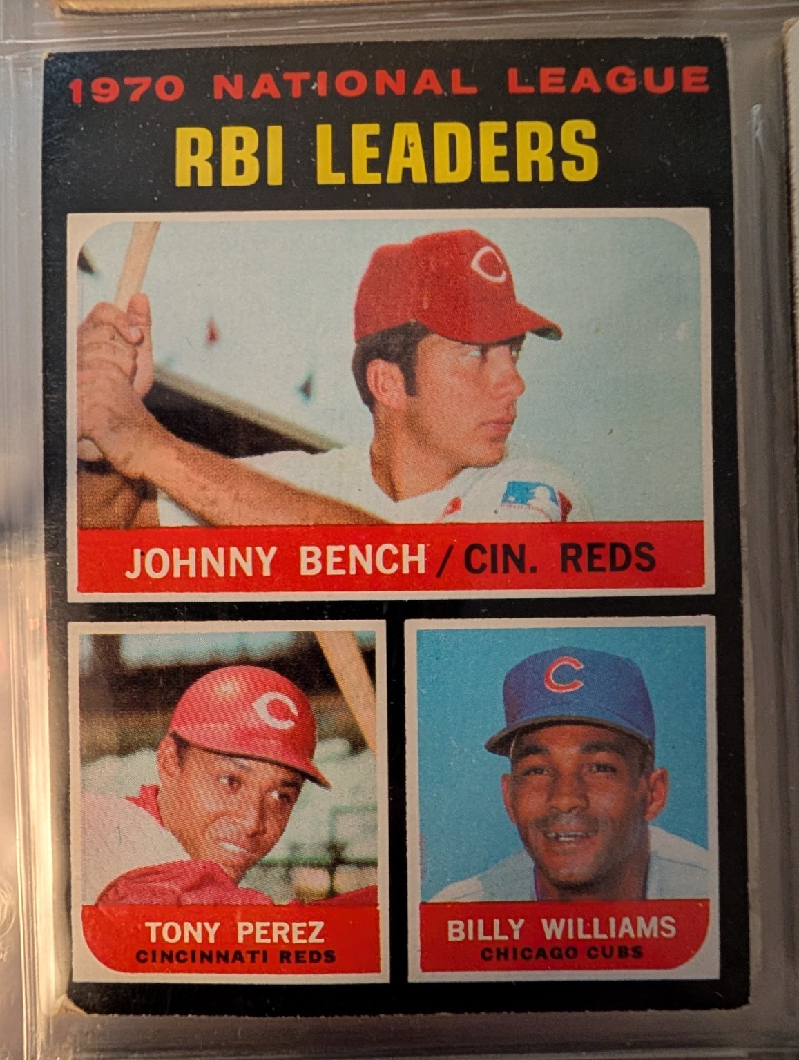 1970 Topps National League RBI Leaders (Johnny Bench / Tony Perez / Billy Williams) Base - Trading Card Image