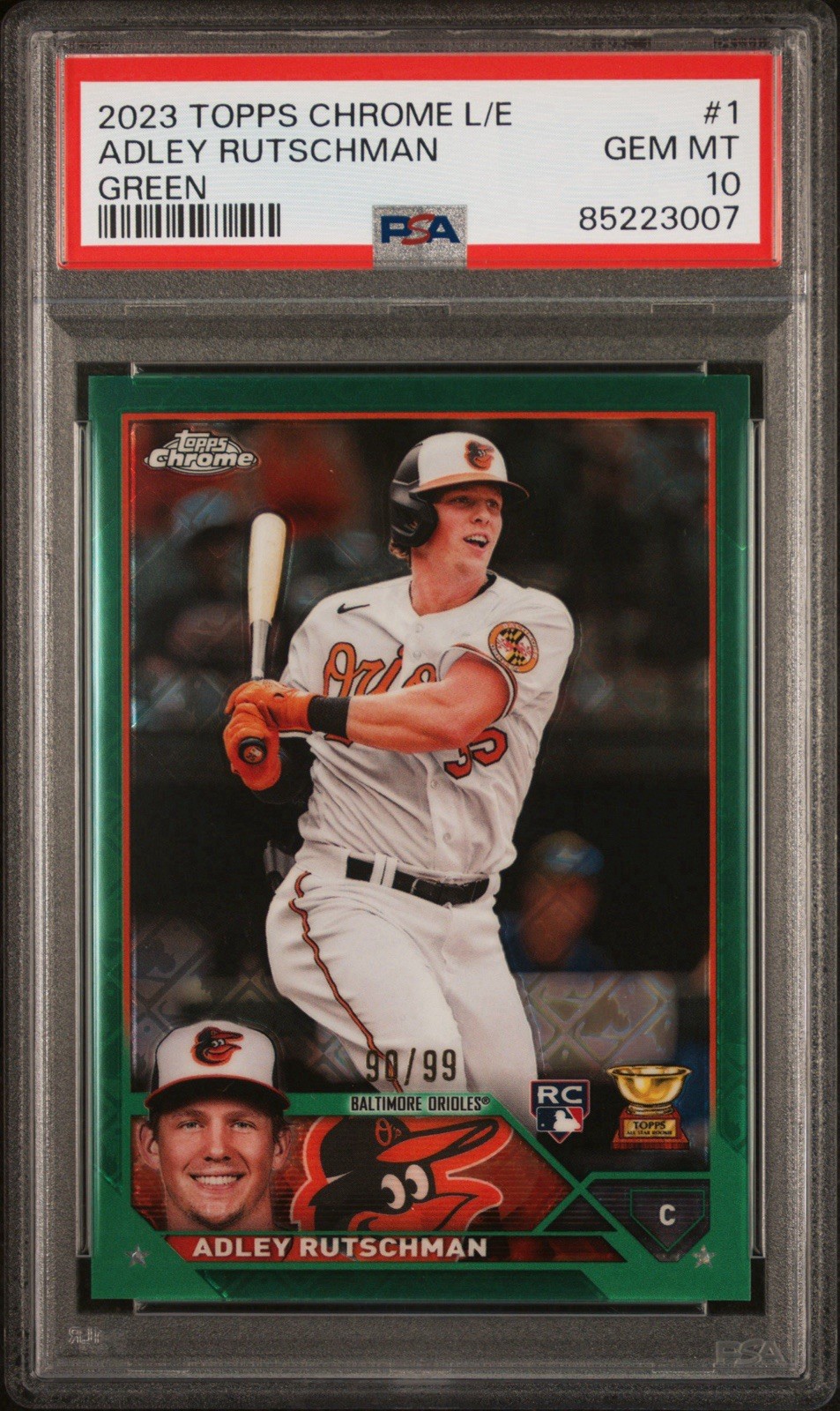 Adley Rutschman 2023 Topps Chrome Green Refractor Green Refractor Gem Mint - Trading Card Image