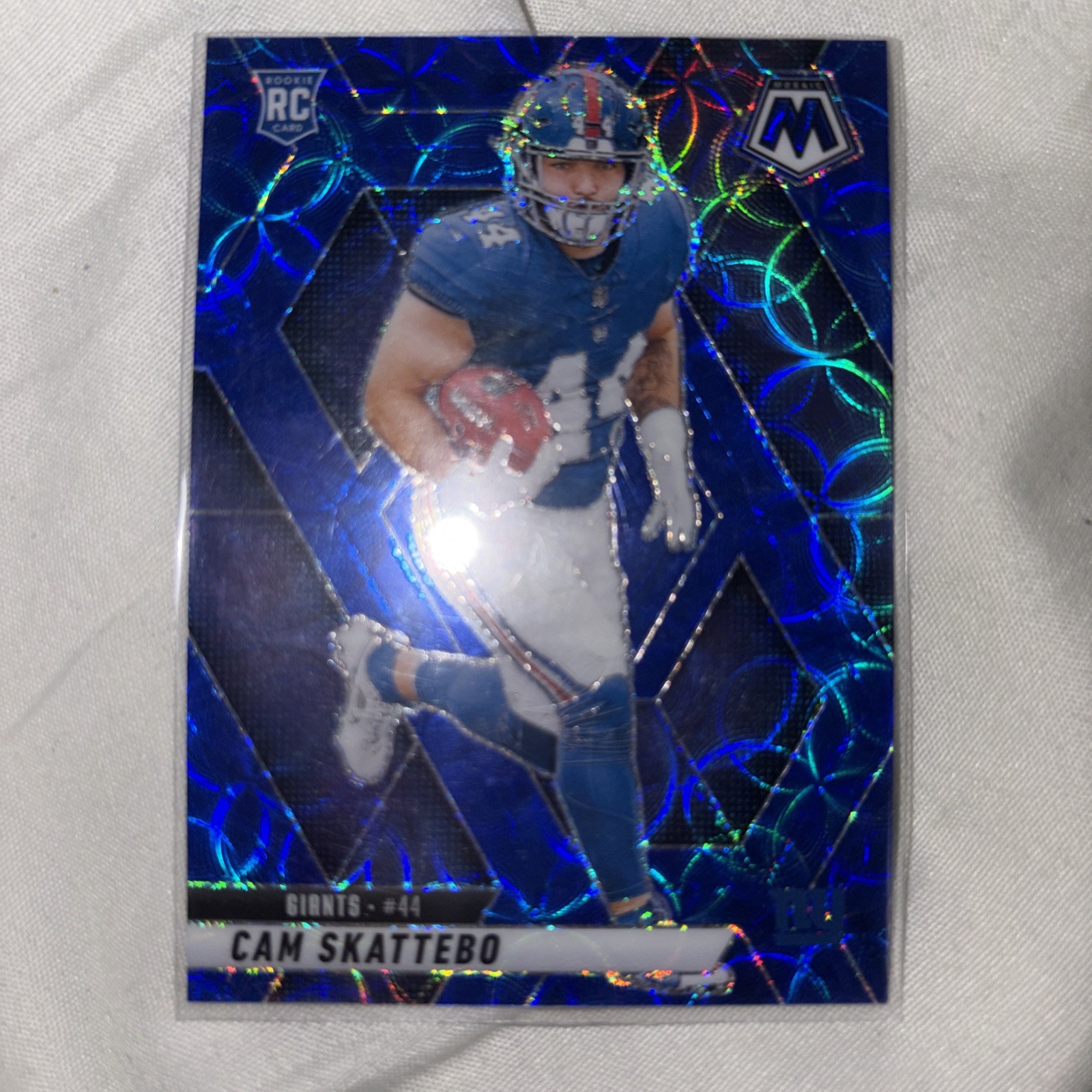 Cam Skattebo Rookie Card Blue Mosaic Prizm Silver Prizm - Trading Card Image