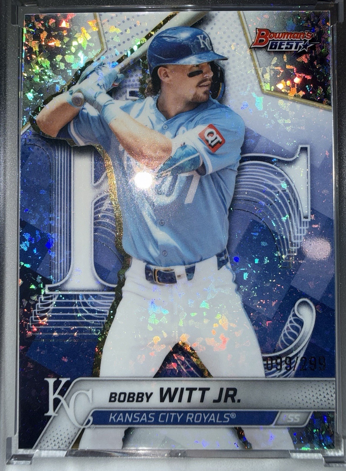 Bobby Witt Jr. Bowman's Best Blue Refractor /299 Blue Refractor /299 - Trading Card Image
