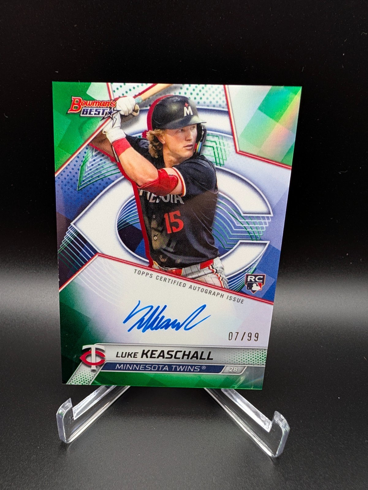 Luke Keaschall Bowman's Best Green RC Green Autograph /99 - Trading Card Image