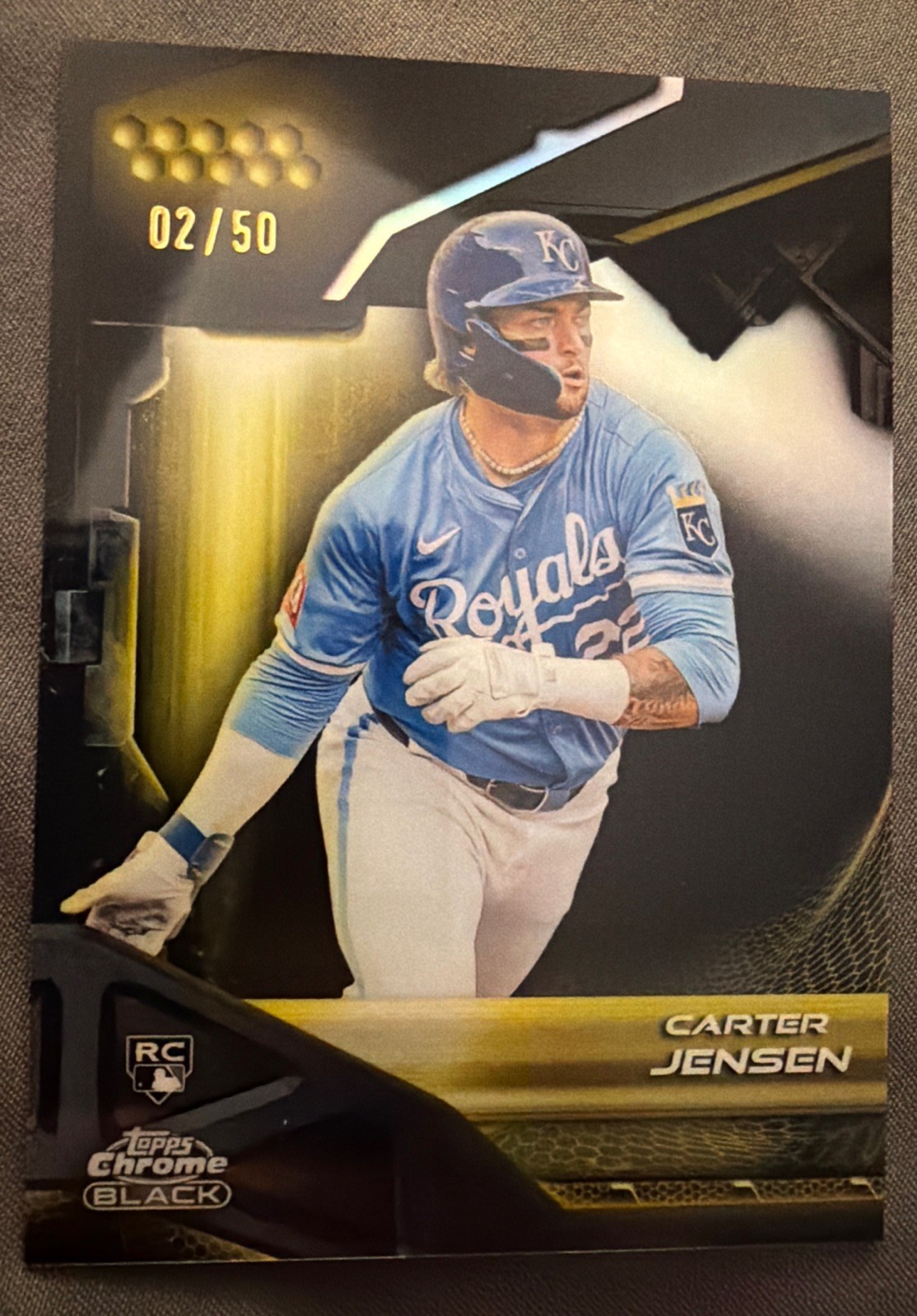 Carter Jensen - Topps Chrome Black Gold Refractor Rookie Card Gold Refractor /50 - Trading Card Image
