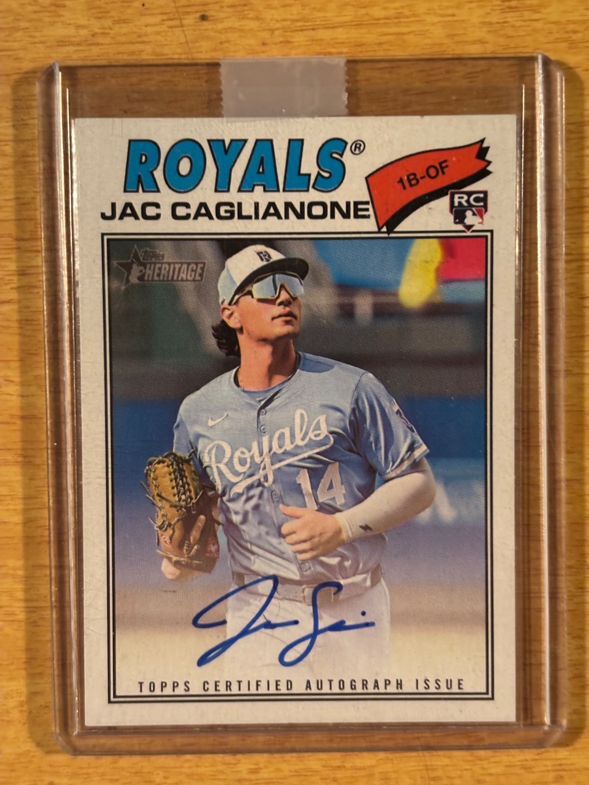 Jac Caglianone 2025 Topps Heritage Rookie Card Base Autograph - Trading Card Image