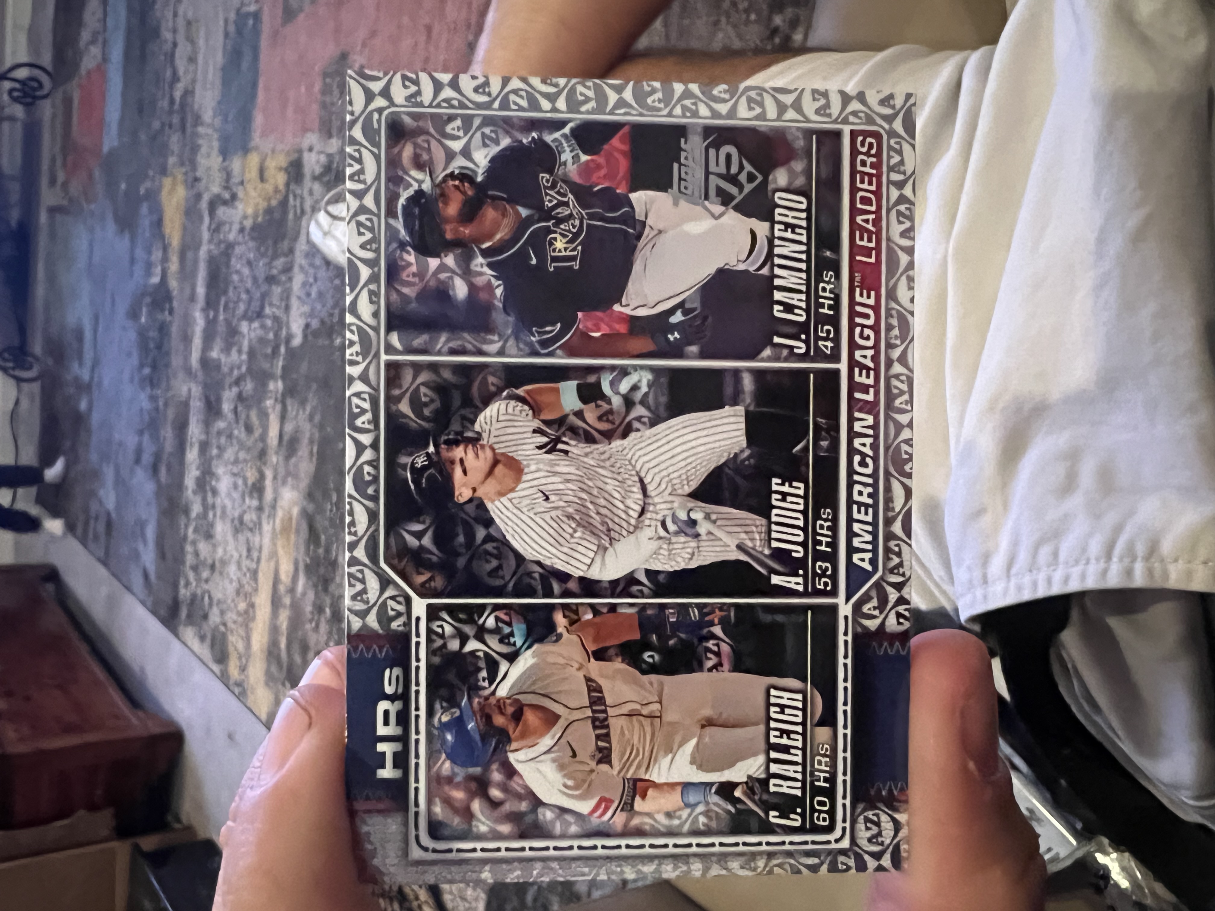 2023 Topps American League Home Run Leaders (J. Caminero, A. Judge, C. Raleigh)