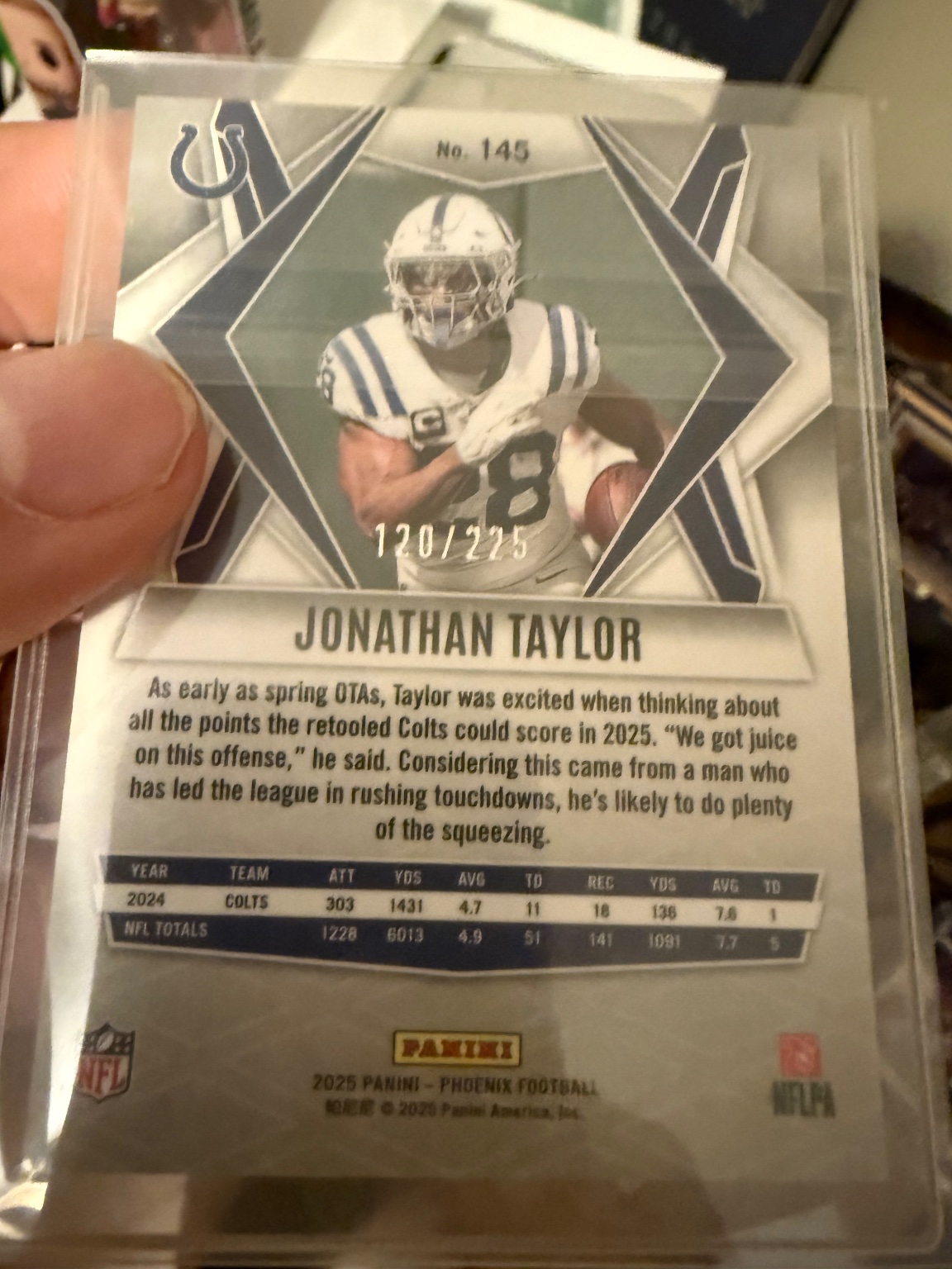 Jonathan Taylor 120/225 Numbered Parallel - Trading Card Image