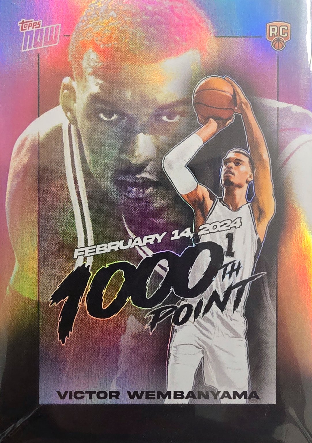 Victor Wembanyama 2024 Topps Now RC 1000th Point Commemorative Card Holo - Trading Card Image