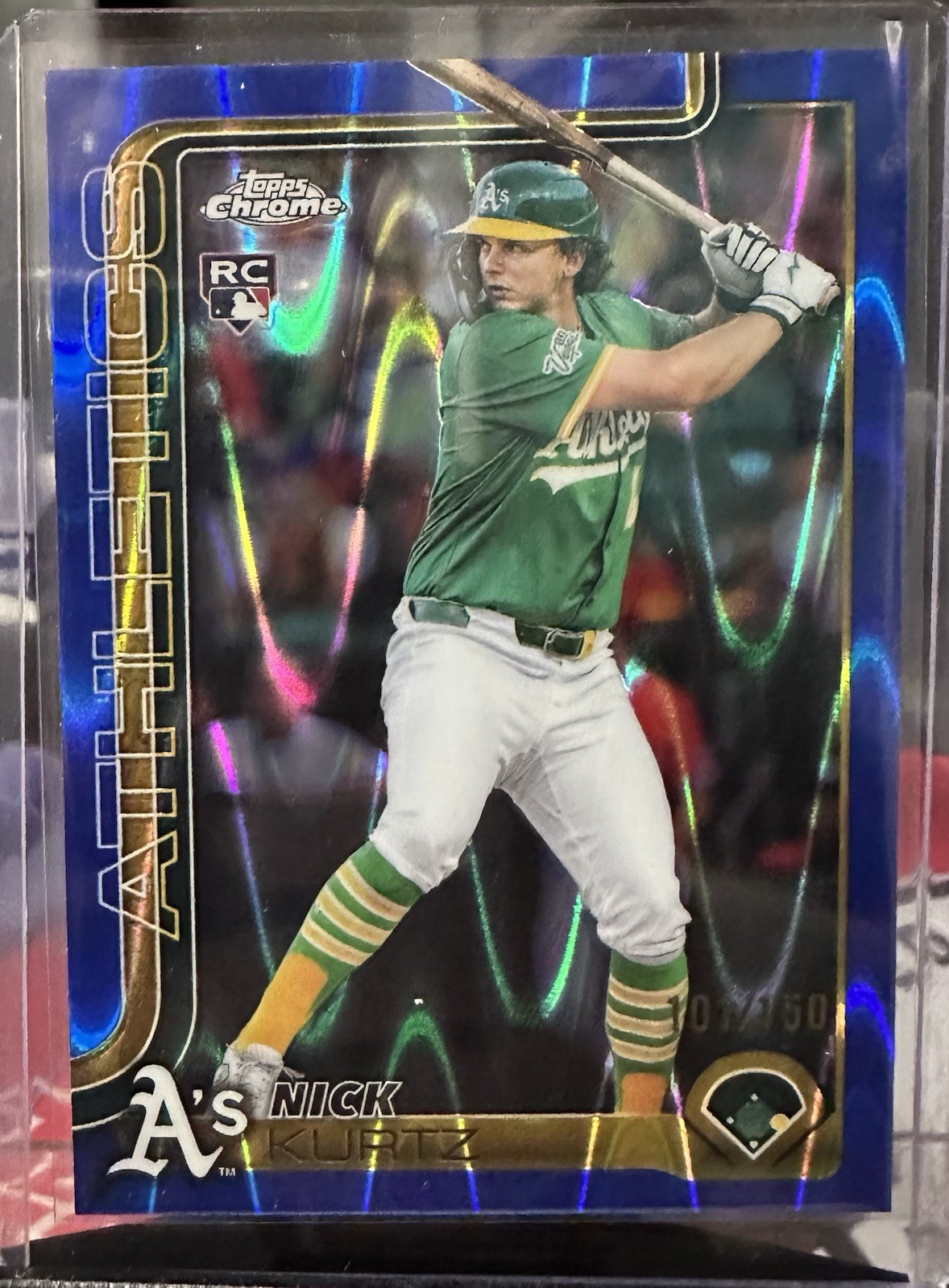 Nick Kurtz - Topps Chrome Blue Wave Refractor Rookie Card Blue Wave Refractor - Trading Card Image