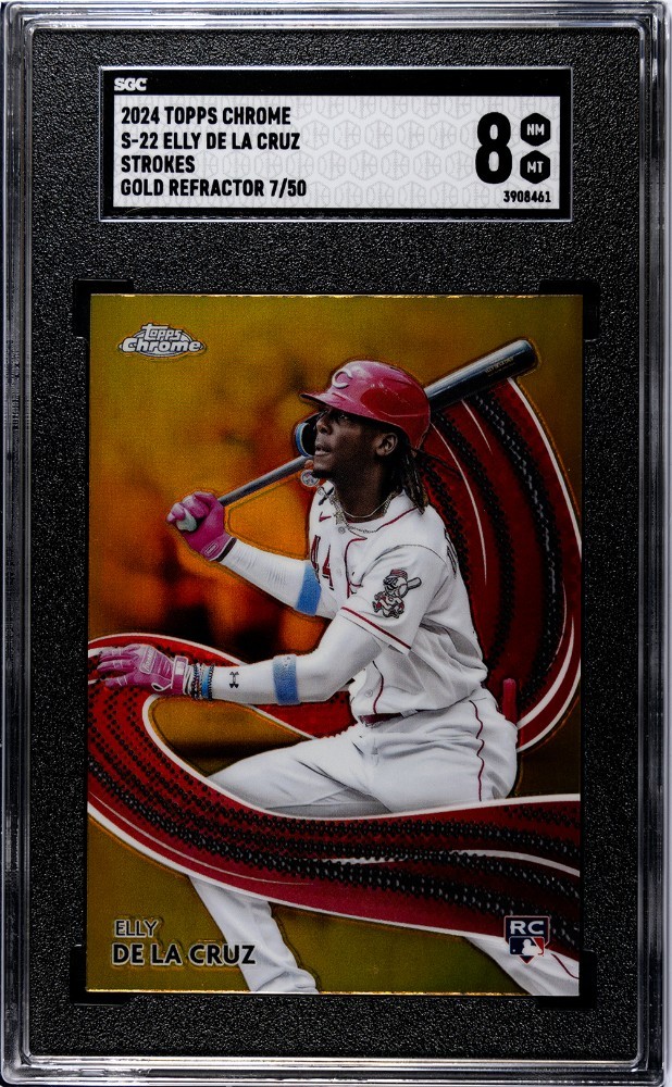 Elly De La Cruz Strokes Gold Refractor Gold Refractor Near Mint - Trading Card Image