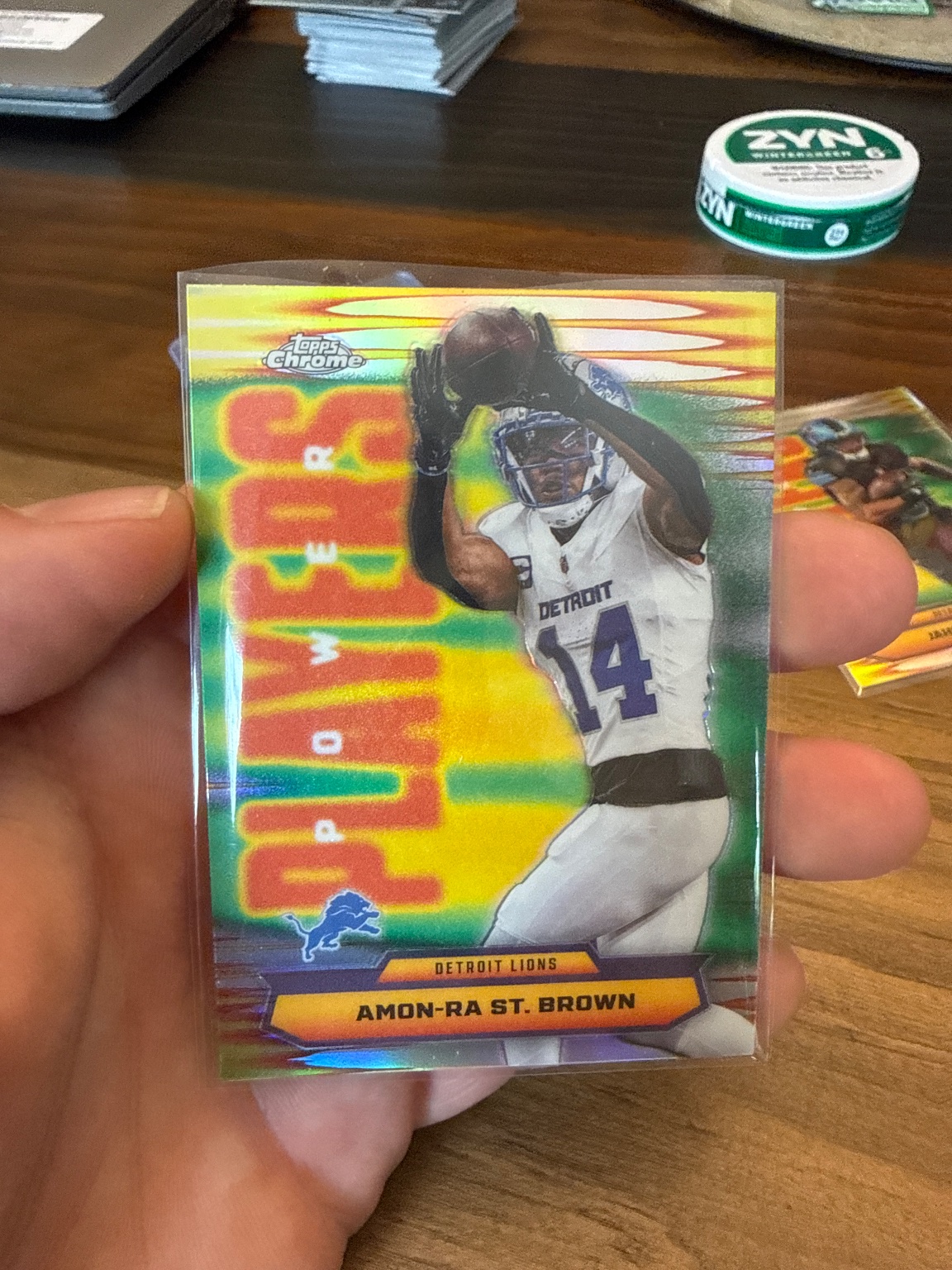 Amon-Ra St. Brown Power Players Refractor Refractor - Trading Card Image