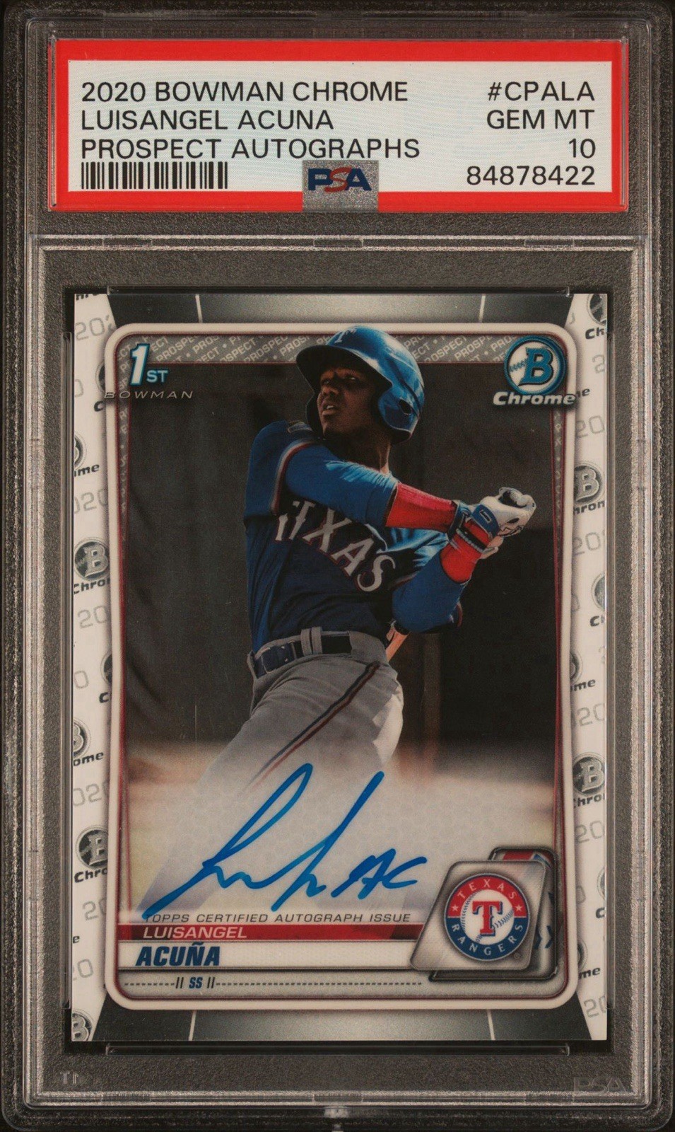 Luisangel Acuña Prospect Autographs Base Gem Mint - Trading Card Image