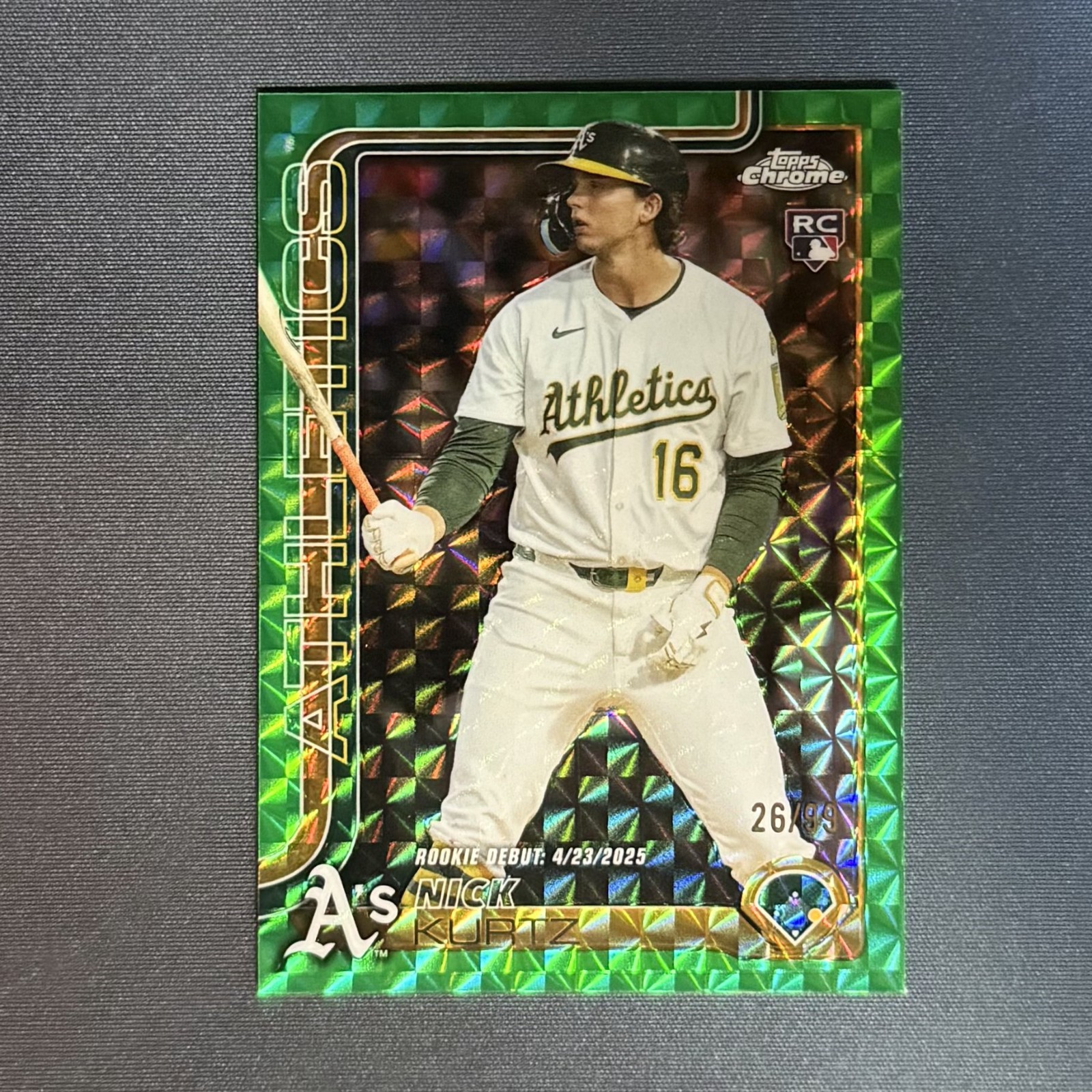 Nick Kurtz - Green Refractor Shimmer Rookie Card Green Refractor Shimmer - Trading Card Image