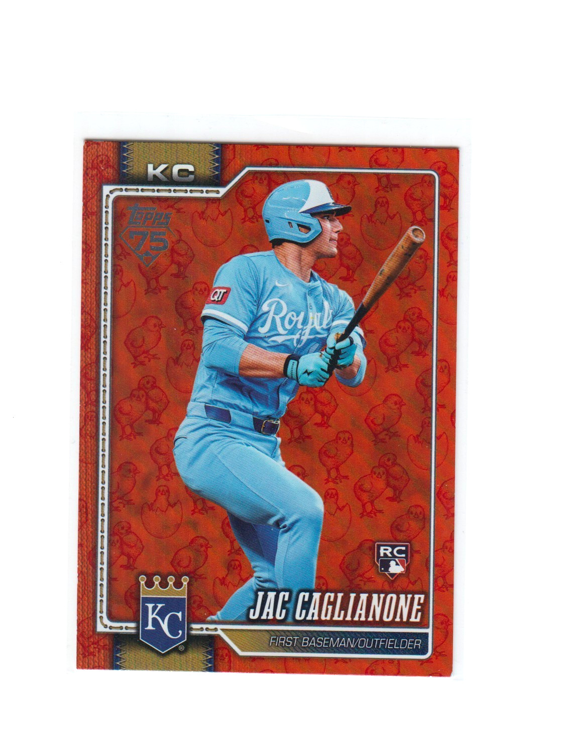 Jac Caglianone 2024 Topps 75th Anniversary Rookie Red Chicken Parallel Red Chicken Parallel - Trading Card Image