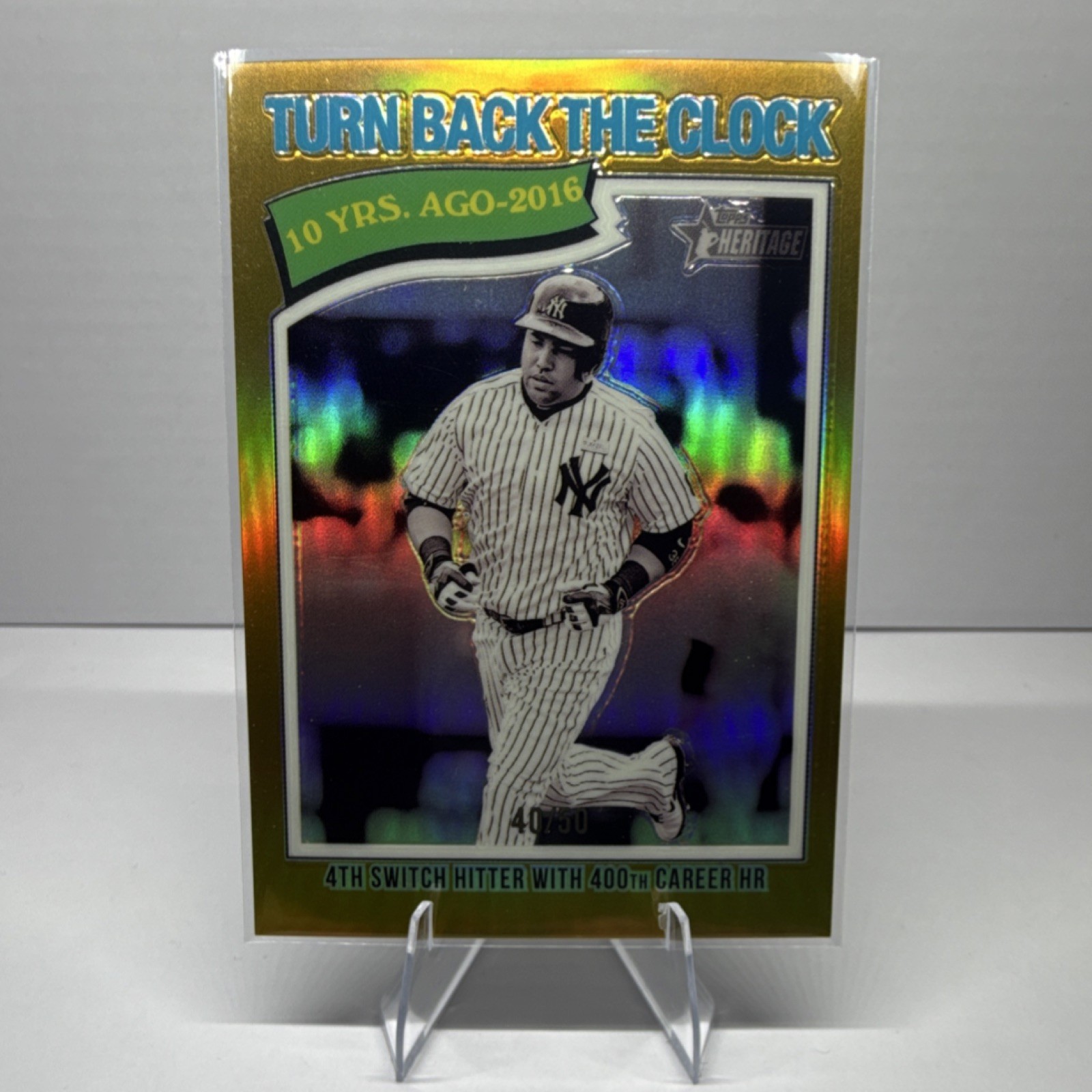 Jorge Posada 2016 Topps Heritage Turn Back The Clock Gold Refractor Turn Back The Clock Gold Refractor (/50) - Trading Card Image