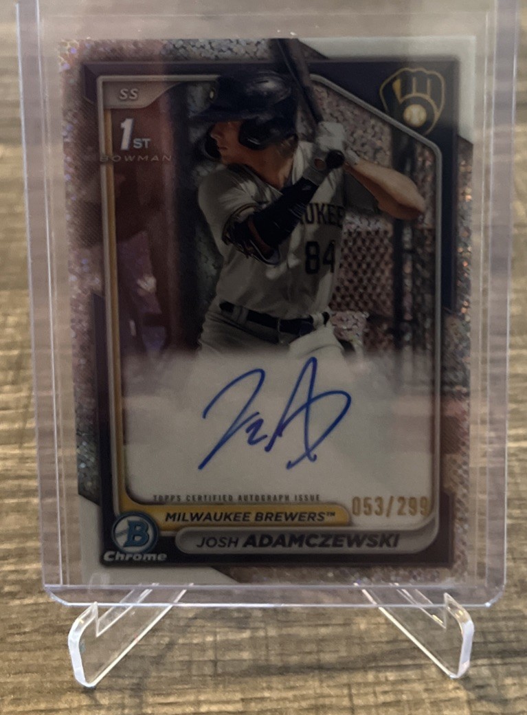 Josh Adamczewski - 2023 Bowman Chrome 1st Bowman Refractor /299 Refractor Autograph /299 - Trading Card Image