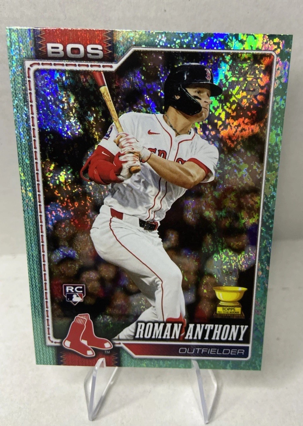 Roman Anthony - 2024 Topps Chrome Cosmic Rookie Green Stardust Refractor Green Stardust Refractor - Trading Card Image