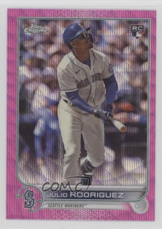 Julio Rodríguez 2022 Topps Chrome Pink Refractor Rookie Card Pink Refractor - Trading Card Image
