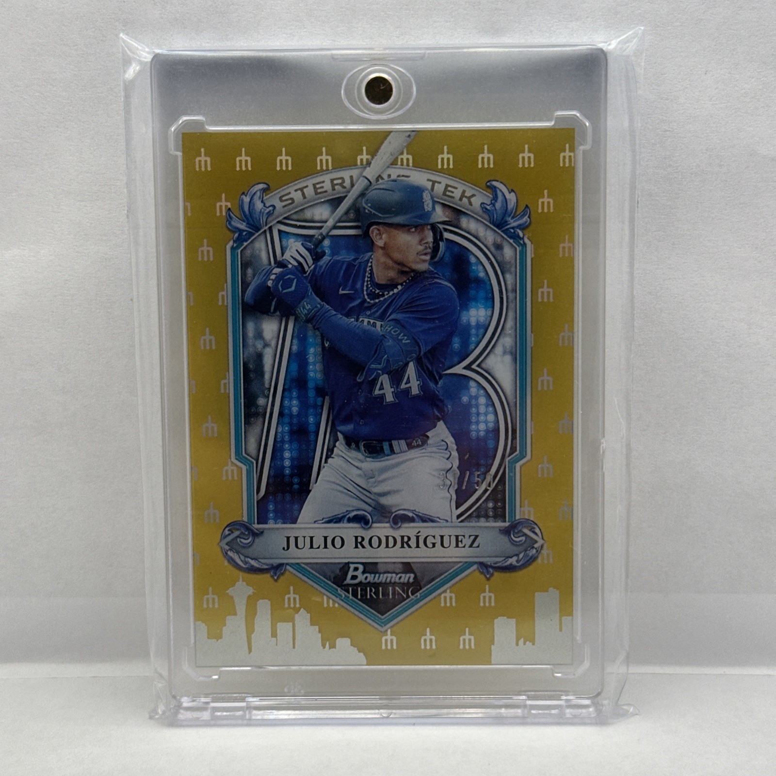 Julio Rodríguez 2022 Bowman Sterling Gold Refractor Gold Refractor - Trading Card Image