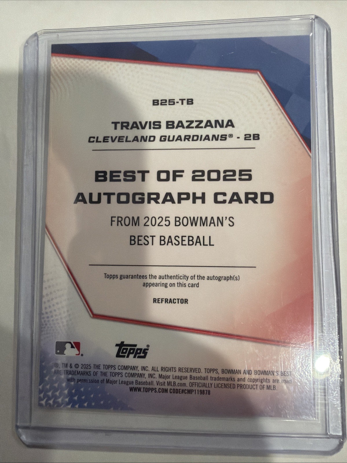 Travis Bazzana - Best of 2025 Card Refractor Refractor - Trading Card Image