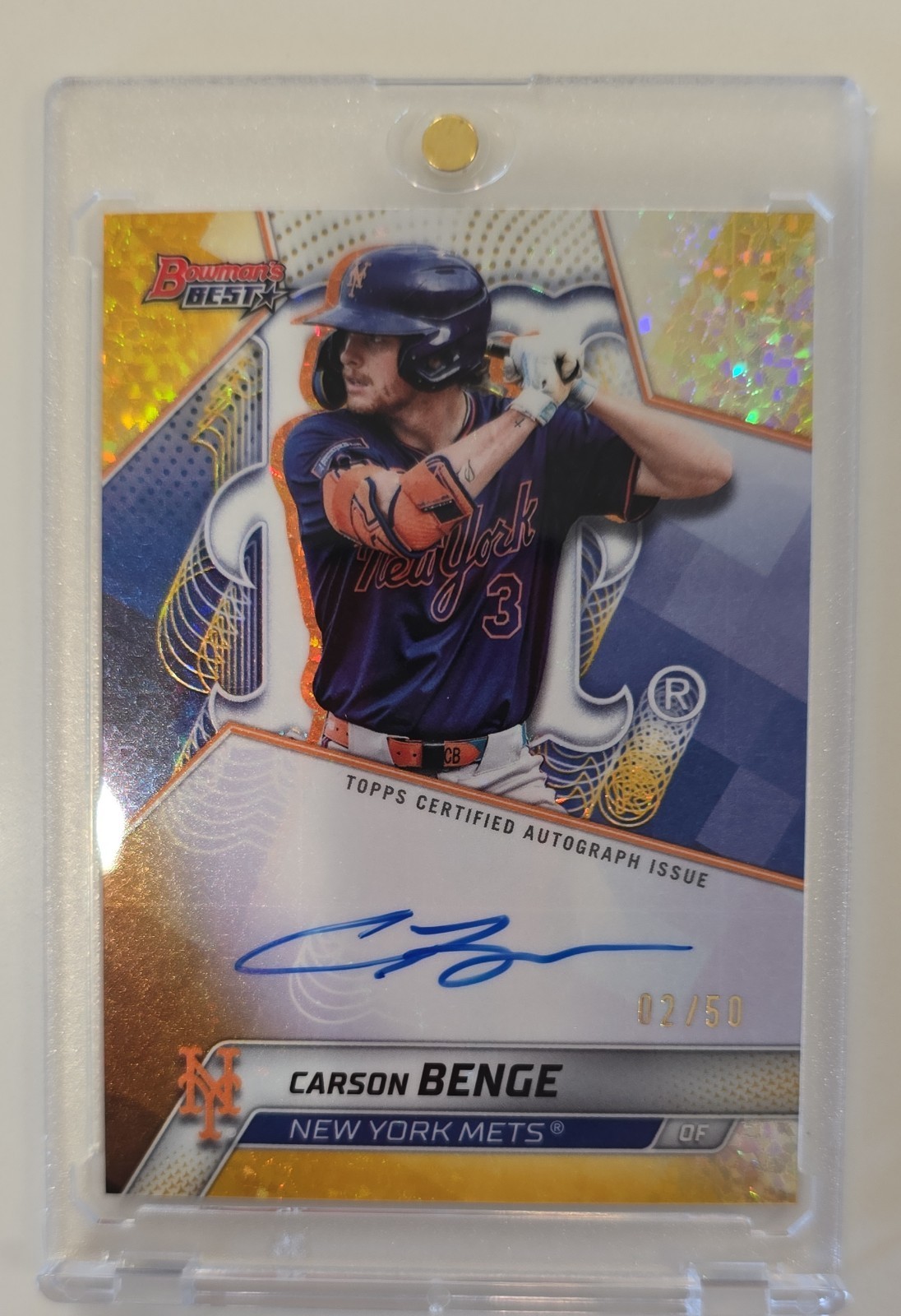 Carson Benge - Bowman's Best Gold Refractor Gold Refractor - Trading Card Image