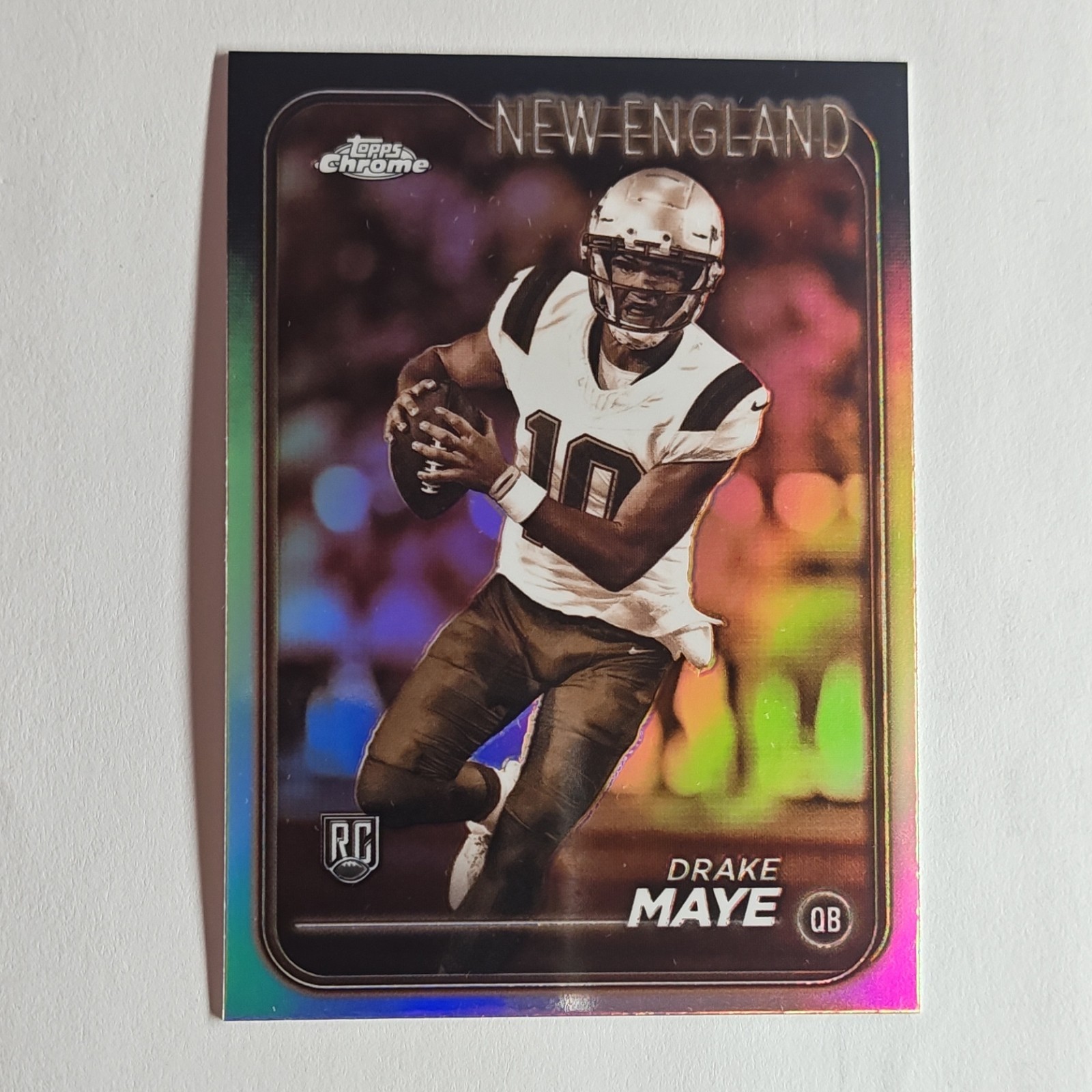 Drake Maye Rookie Card Refractor - Trading Card Image