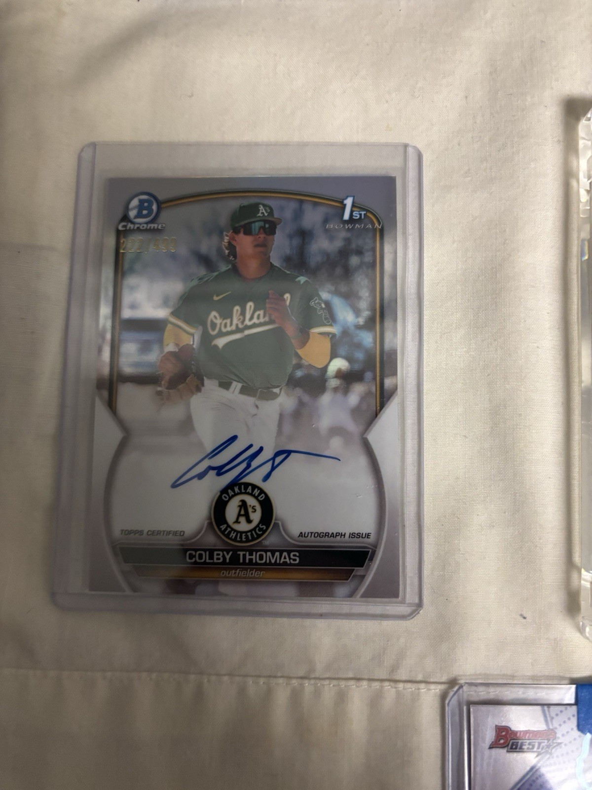 Colby Thomas - 1st Bowman Chrome Issue Autograph Issue /499 - Trading Card Image