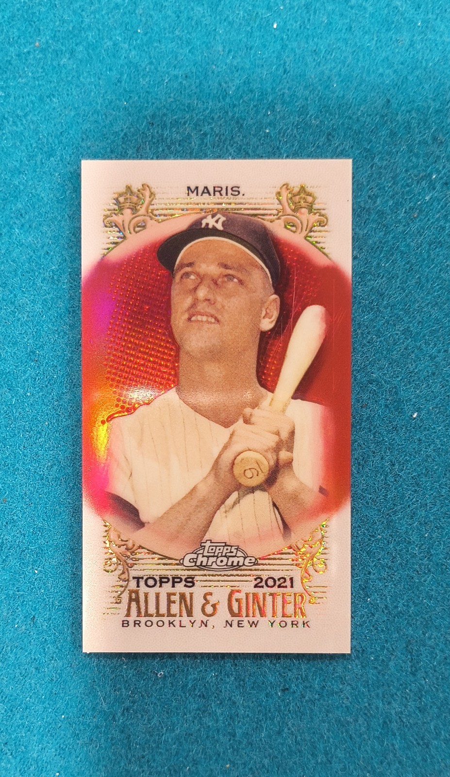 Roger Maris 2021 Topps Allen & Ginter Chrome Mini Red Refractor Red Refractor Mini - Trading Card Image